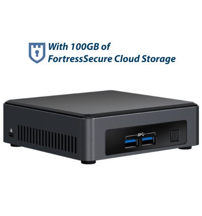 Intel NUC Mini, BLKNUC7i3DNHNC1, w/100GB FortressSecure Cloud Storage, 1 Yr Free Storage